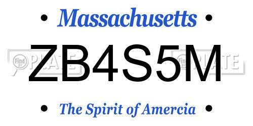 ZB4S5M Massachusetts License Plate