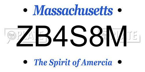 ZB4S8M Massachusetts License Plate