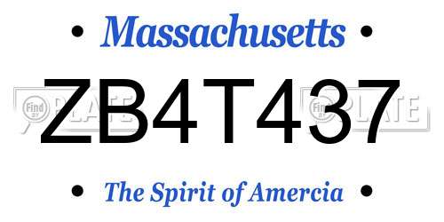 ZB4T437 Massachusetts License Plate