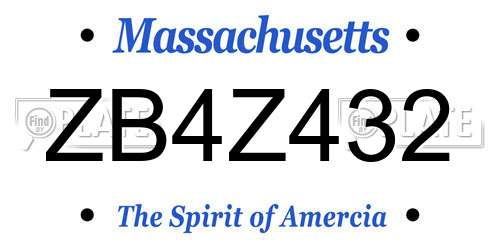 ZB4Z432 Massachusetts License Plate