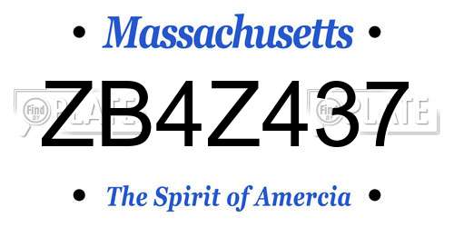 ZB4Z437 Massachusetts License Plate