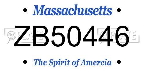 ZB50446 Massachusetts License Plate