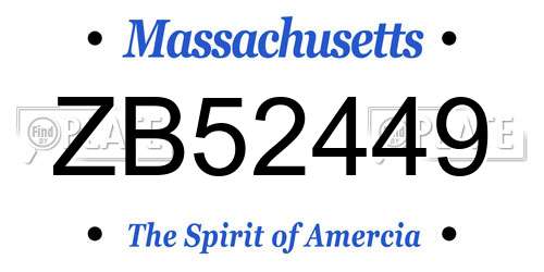 ZB52449 Massachusetts License Plate