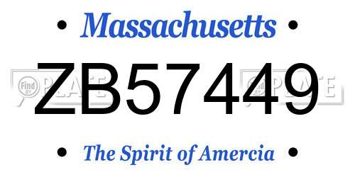 ZB57449 Massachusetts License Plate