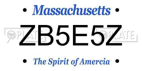 ZB5E5Z Massachusetts License Plate
