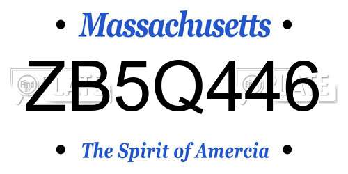 ZB5Q446 Massachusetts License Plate