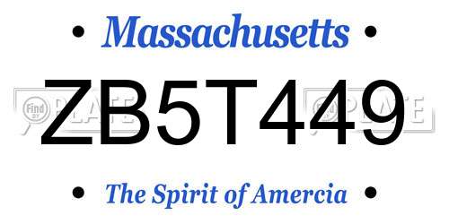 ZB5T449 Massachusetts License Plate