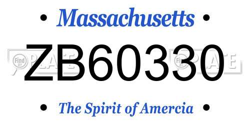 ZB60330 Massachusetts License Plate