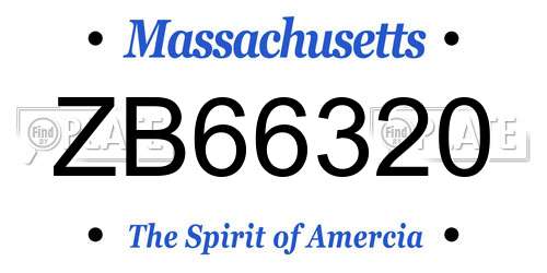 ZB66320 Massachusetts License Plate