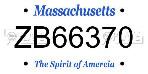 ZB66370 Massachusetts License Plate