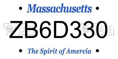 ZB6D330 Massachusetts License Plate