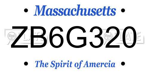 ZB6G320 Massachusetts License Plate