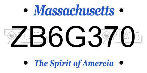 ZB6G370 Massachusetts License Plate