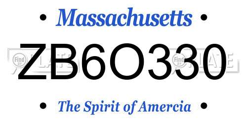ZB6O330 Massachusetts License Plate
