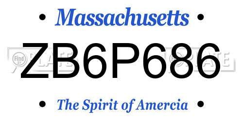 ZB6P686 Massachusetts License Plate