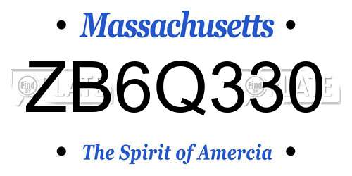 ZB6Q330 Massachusetts License Plate