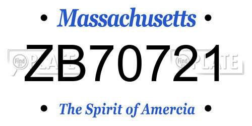 ZB70721 Massachusetts License Plate