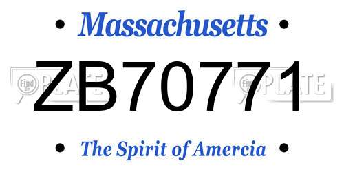 ZB70771 Massachusetts License Plate