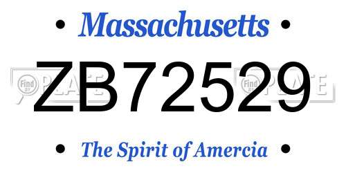 ZB72529 Massachusetts License Plate