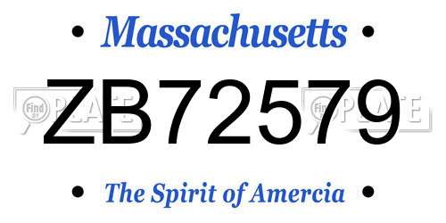 ZB72579 Massachusetts License Plate