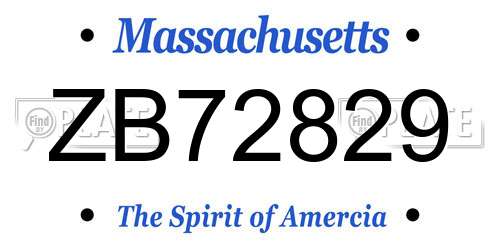 ZB72829 Massachusetts License Plate