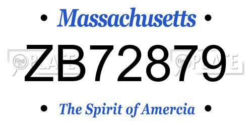 ZB72879 Massachusetts License Plate