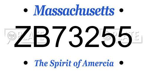 ZB73255 Massachusetts License Plate