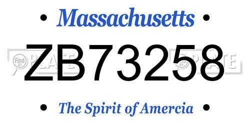 ZB73258 Massachusetts License Plate