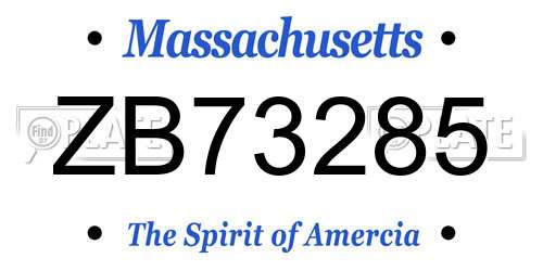ZB73285 Massachusetts License Plate