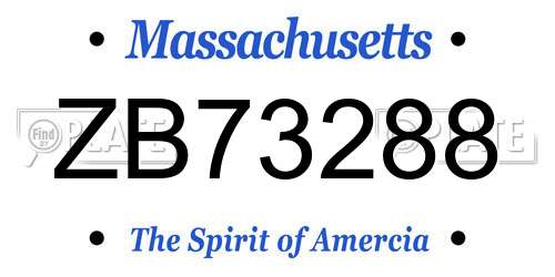 ZB73288 Massachusetts License Plate