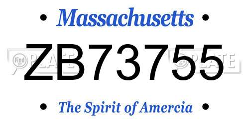 ZB73755 Massachusetts License Plate