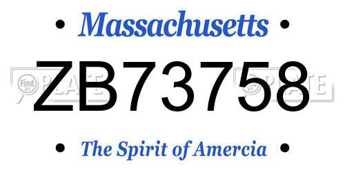 ZB73758 Massachusetts License Plate