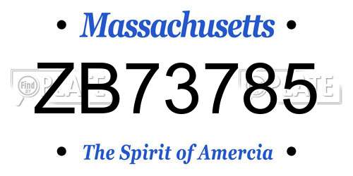 ZB73785 Massachusetts License Plate