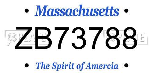 ZB73788 Massachusetts License Plate