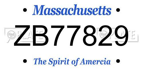 ZB77829 Massachusetts License Plate