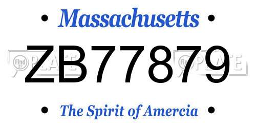ZB77879 Massachusetts License Plate
