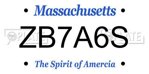 ZB7A6S Massachusetts License Plate