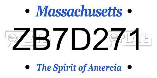 ZB7D271 Massachusetts License Plate