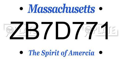ZB7D771 Massachusetts License Plate