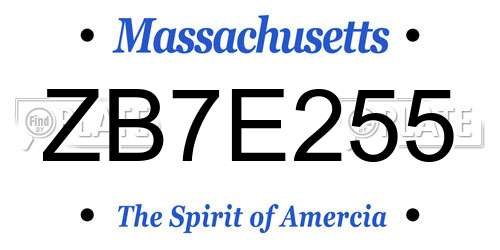 ZB7E255 Massachusetts License Plate