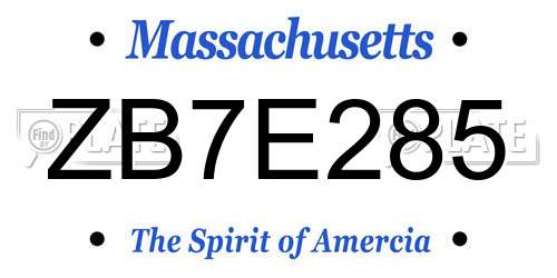 ZB7E285 Massachusetts License Plate