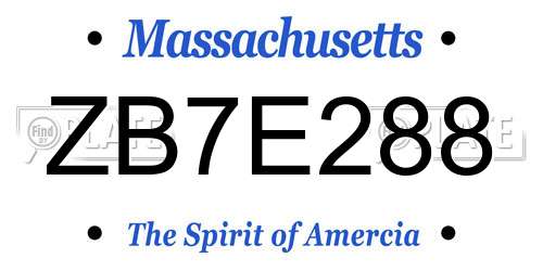 ZB7E288 Massachusetts License Plate