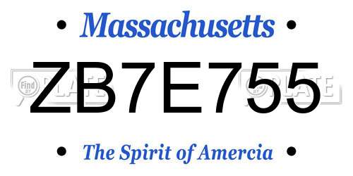 ZB7E755 Massachusetts License Plate