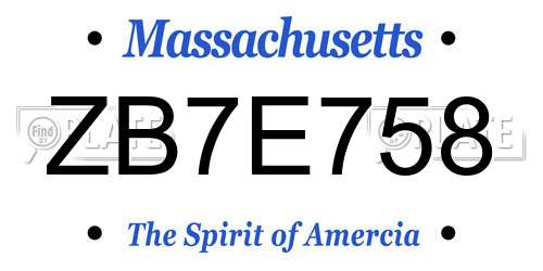 ZB7E758 Massachusetts License Plate