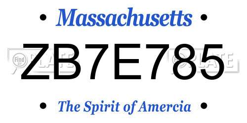 ZB7E785 Massachusetts License Plate