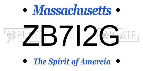 ZB7I2G Massachusetts License Plate