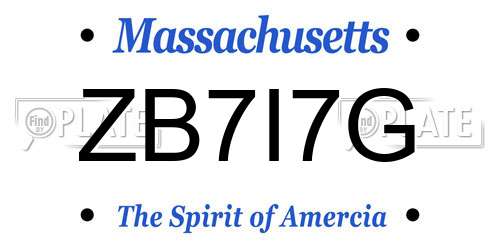 ZB7I7G Massachusetts License Plate