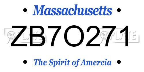 ZB7O271 Massachusetts License Plate