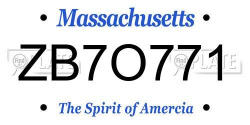 ZB7O771 Massachusetts License Plate