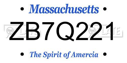 ZB7Q221 Massachusetts License Plate